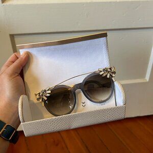 Jimmy Choo VIVY S PR7 Gray-Blue Opal JS Brown Gradient Lens NWT